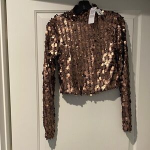 Designer  Bronze brown matte Sequin  Top